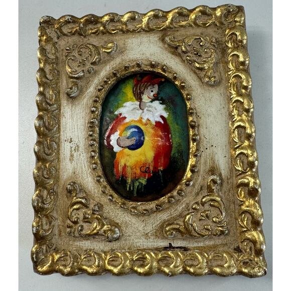 MCM 1974 Painted Metal Children Clown Jester Miniature Decorative 6” Ornate - Picture 1 of 6